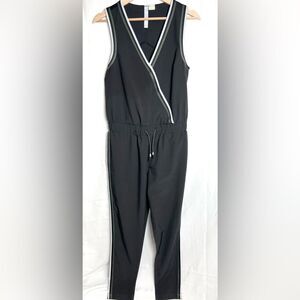 Like new! Diadora Black Sleeveless Jumpsuit with White and green striped Trim